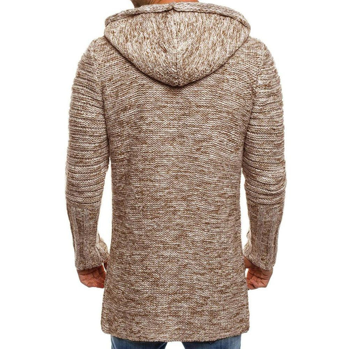 Beige Men's Hooded Cardigan