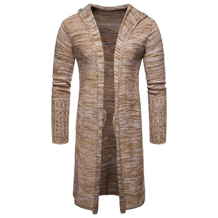 Beige Men's Hooded Cardigan