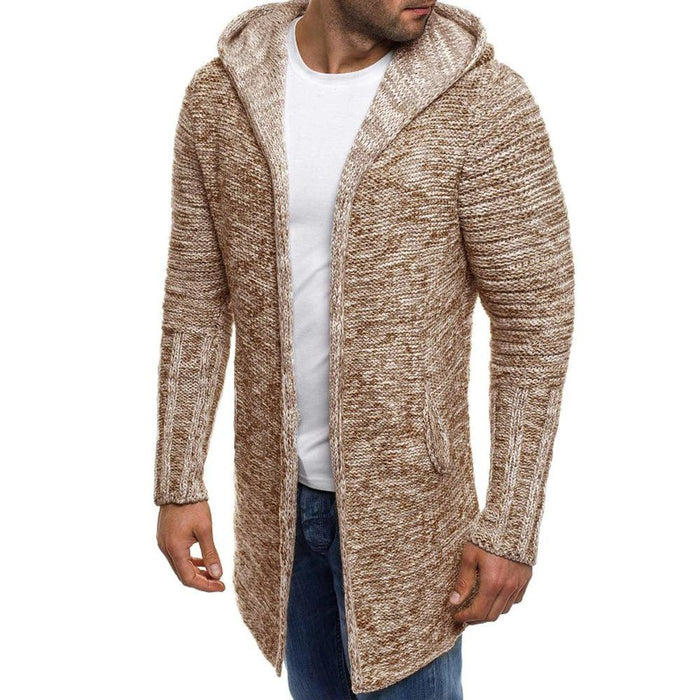 Beige Men's Hooded Cardigan