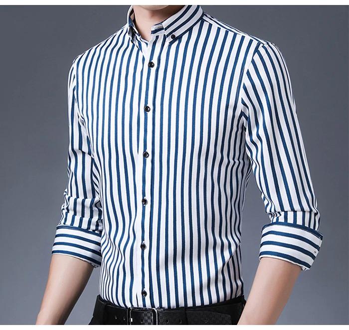 Men's White Striped Dress Shirt