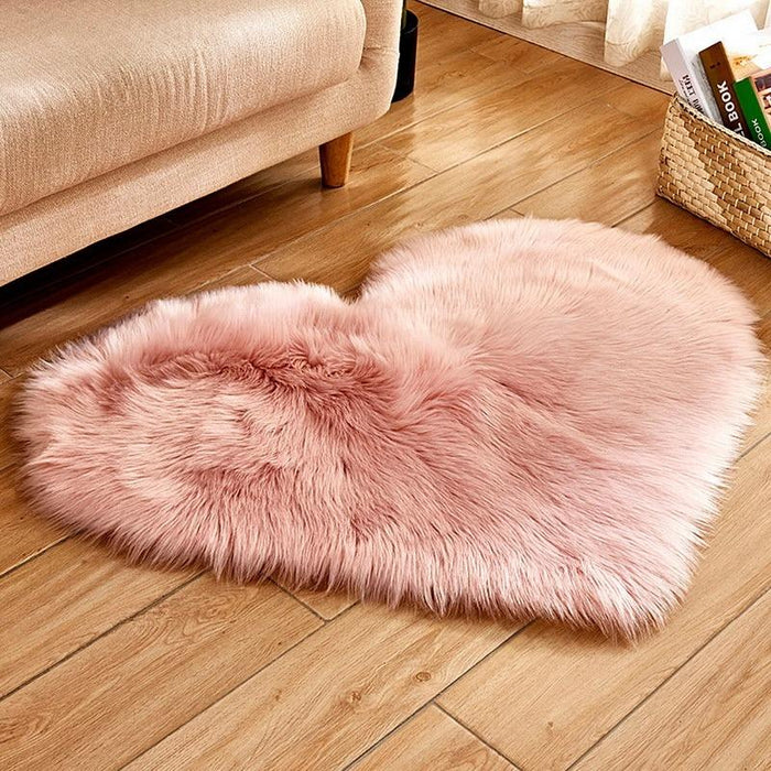 Peach Fluffy Heart Rug