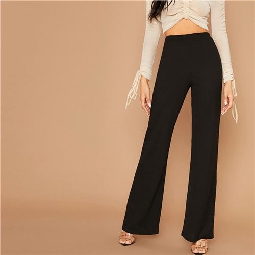 Flare Leg Elegant Pants - Black