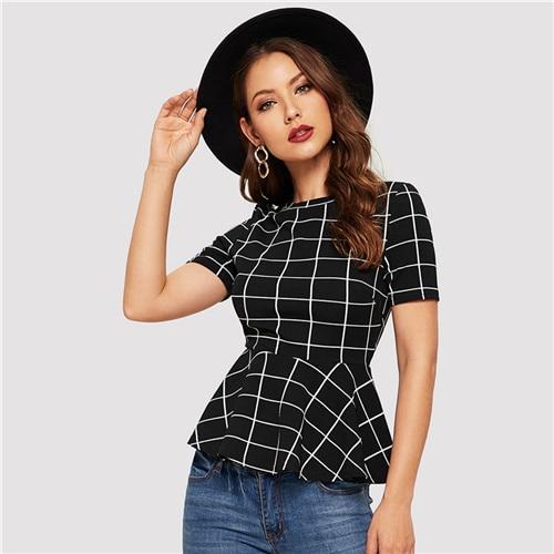 Karlee Plaid Blouse - Black