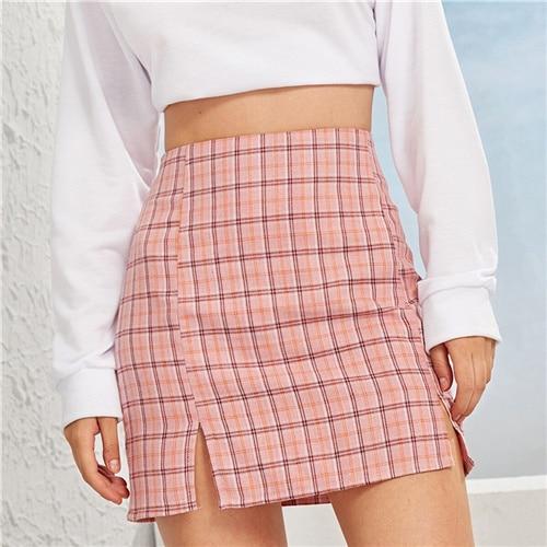 Emmeline Plaid Mini Skirt - Pink