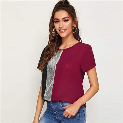 Emani Color Swatch Blouse - Maroon