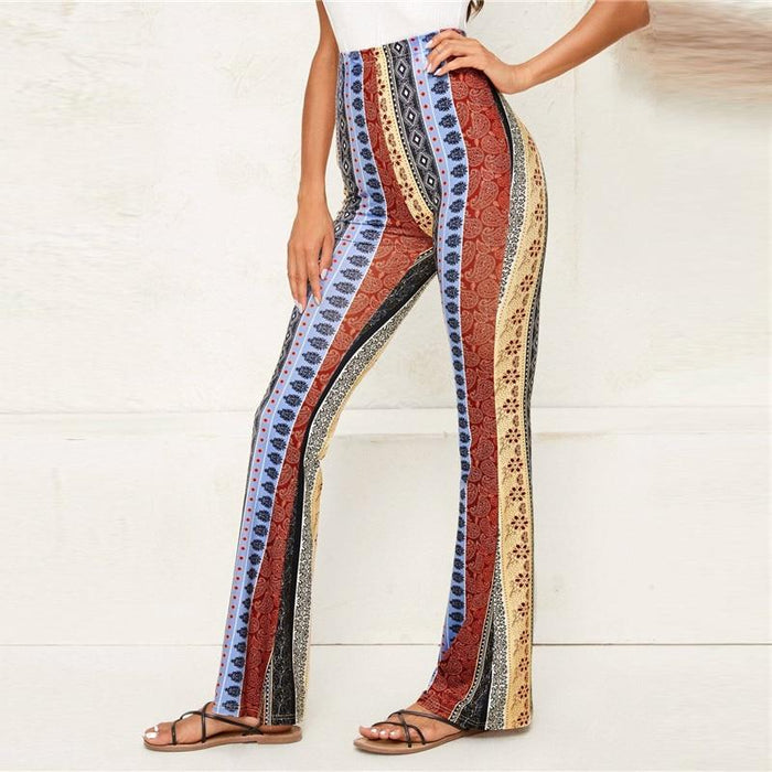 Bohemian Multicolor Flare Trousers