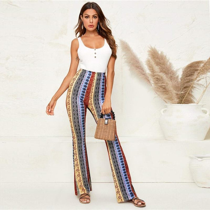 Bohemian Multicolor Flare Trousers