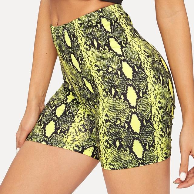 Greta Snake Shorts - Neon Yellow