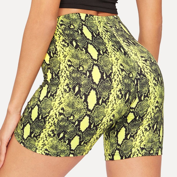 Greta Snake Shorts - Neon Yellow