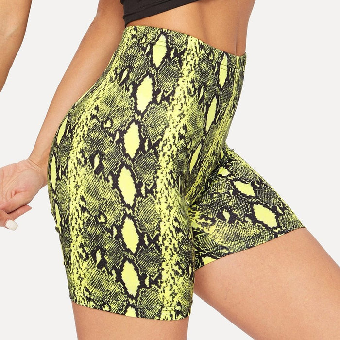 Greta Snake Shorts - Neon Yellow