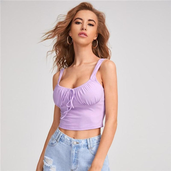 Marisol Ruched Bust Tank - Lavender