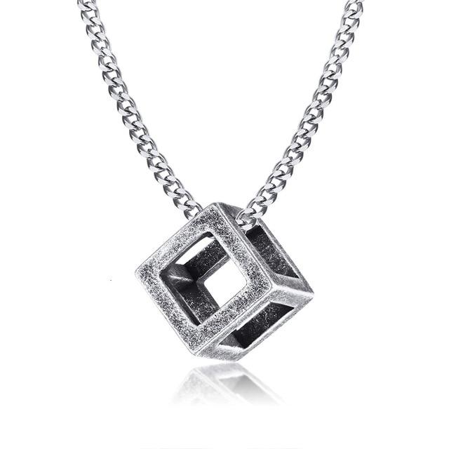 Ellipses Pendant - Silver Cube