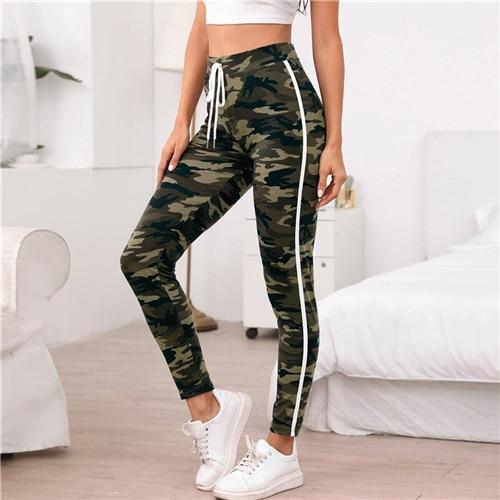 Multicolor Knot Waist Tape Sideseam Camo Pants