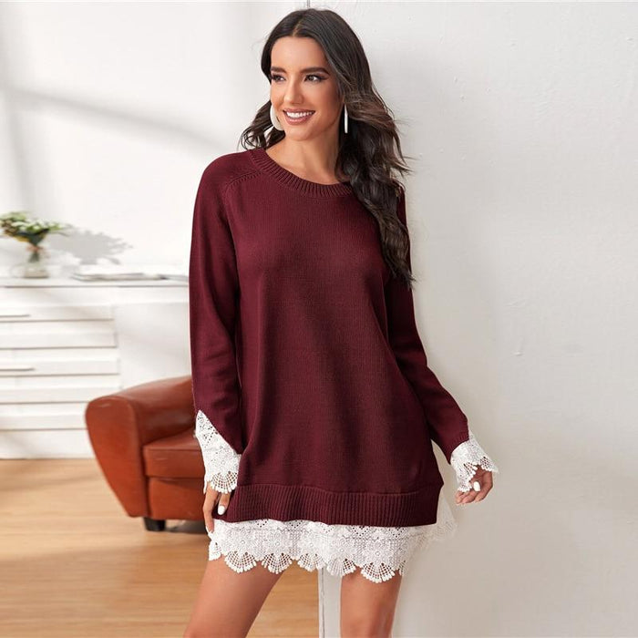 Nova Sweater Dress - Maroon