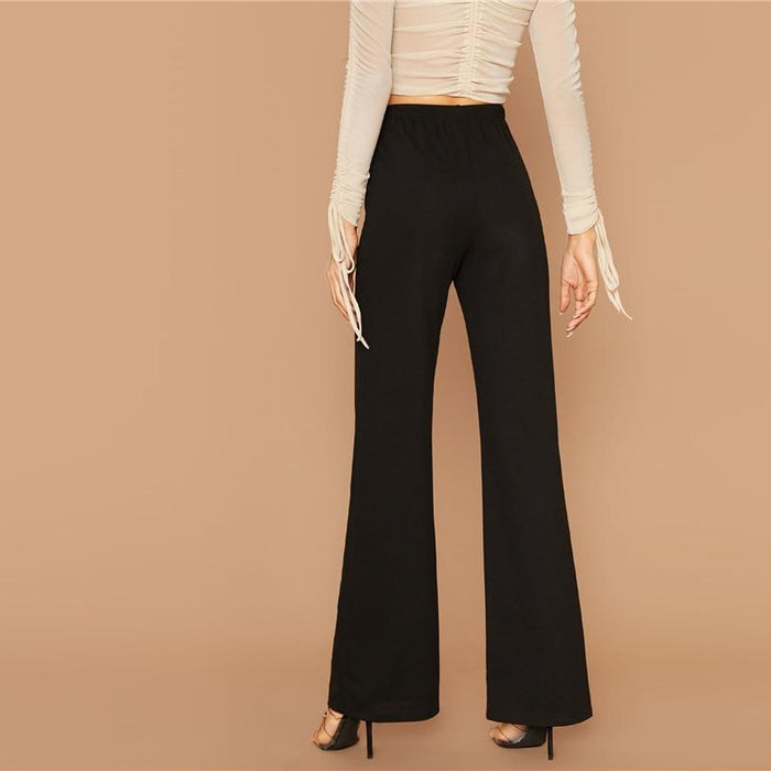 Flare Leg Elegant Pants - Black