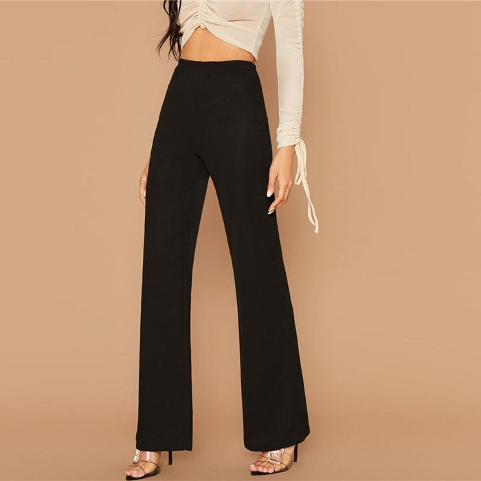 Flare Leg Elegant Pants - Black