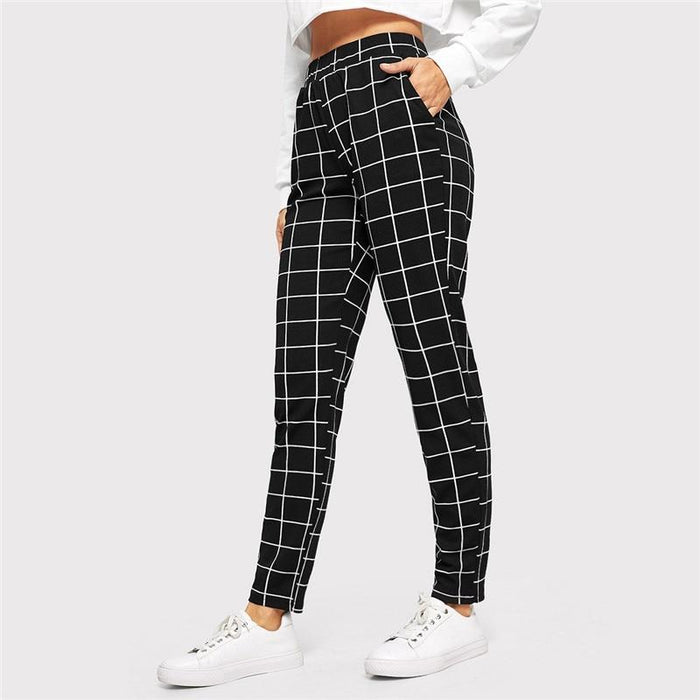 Plaid Carrot Vertical Pants