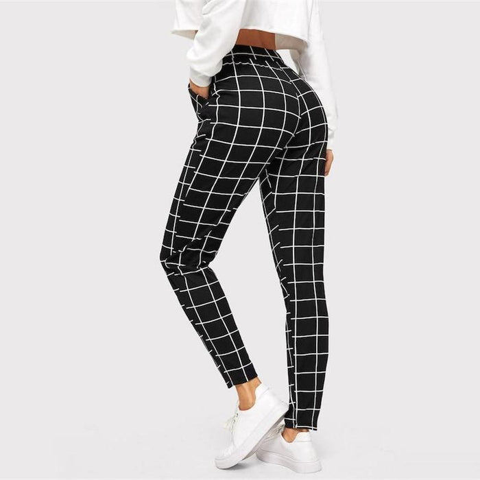 Plaid Carrot Vertical Pants