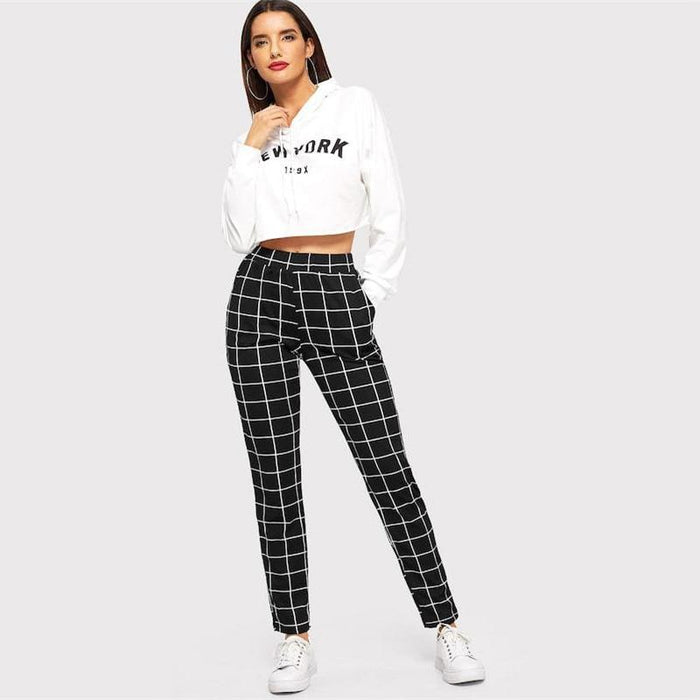 Plaid Carrot Vertical Pants