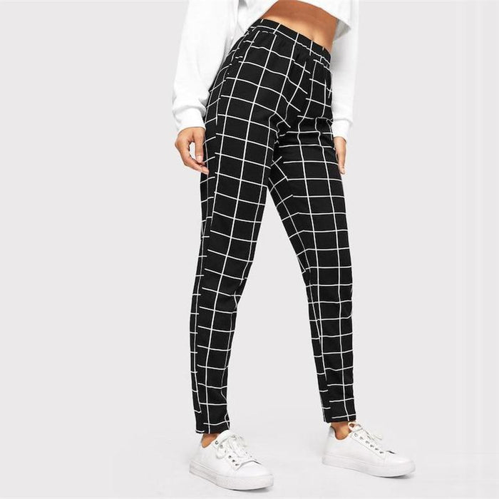 Plaid Carrot Vertical Pants