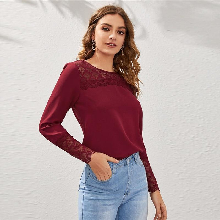 Dulce Lace Mesh Blouse