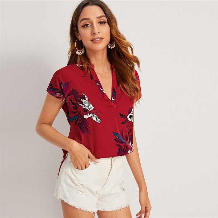 Savannah Floral Blouse - Red