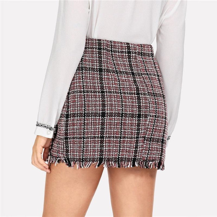 Journi Frayed Mini Skirt - Red