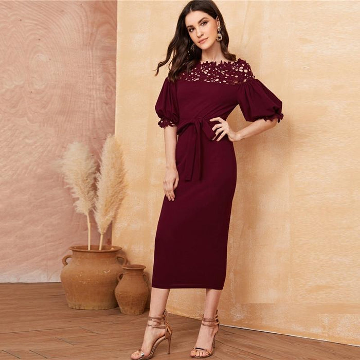 Aphrodite Bodycon Dress - Burgundy