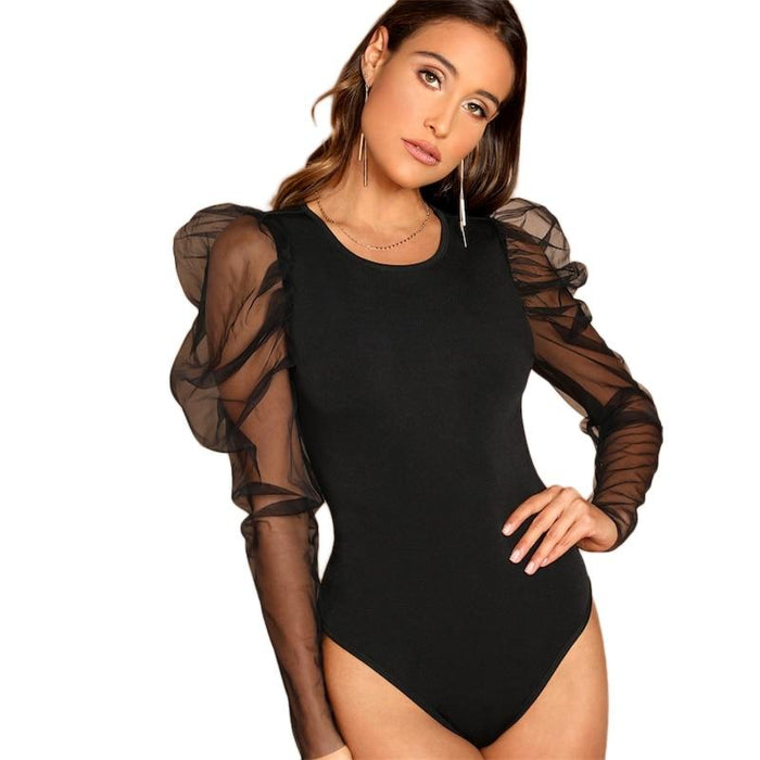 Carmen Gigot Sleeve Bodysuit - Black