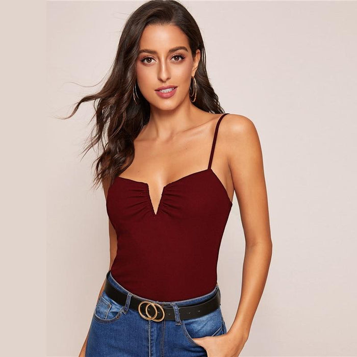 Veda V-Neck Tank - Burgundy