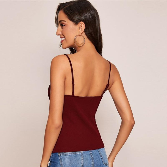 Veda V-Neck Tank - Burgundy