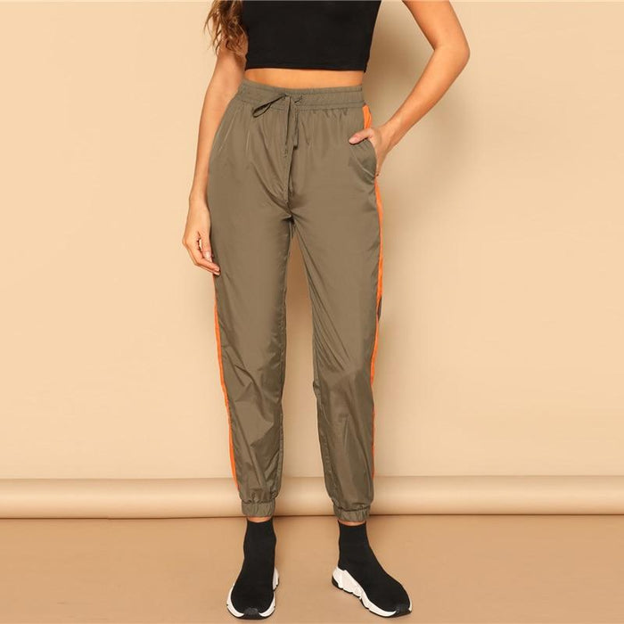 Drawstring Capris Pants Army Green