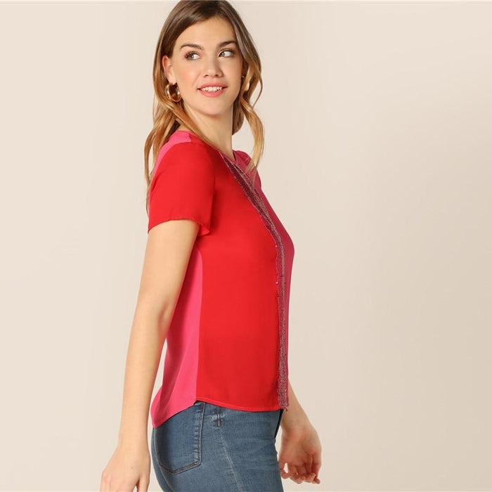 Emani Color Swatch Blouse - Red