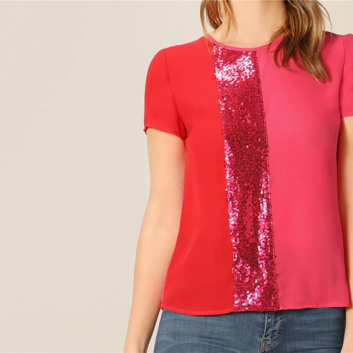 Emani Color Swatch Blouse - Red