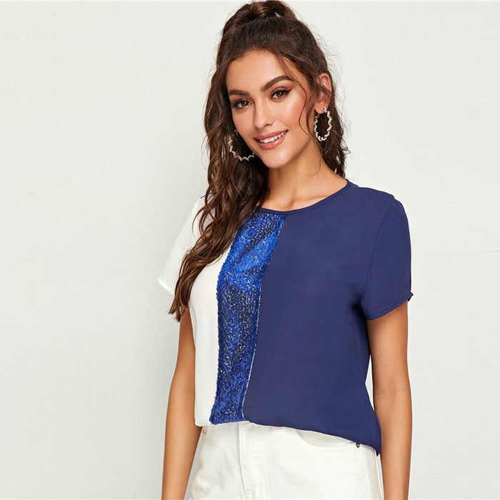 Emani Color Swatch Blouse - Blue