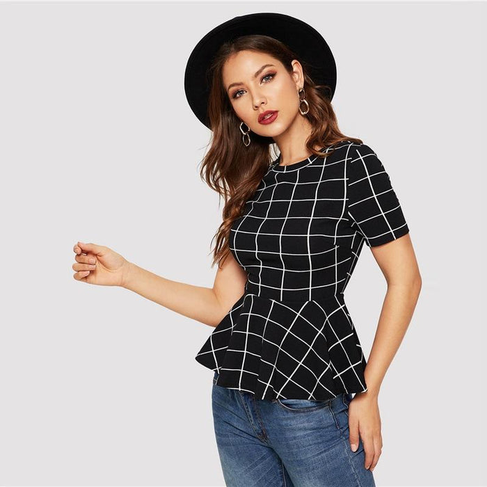 Karlee Plaid Blouse - Black