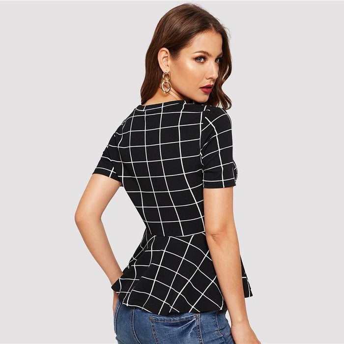 Karlee Plaid Blouse - Black