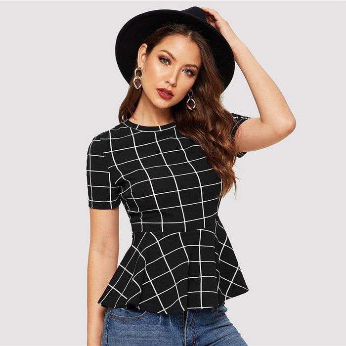 Karlee Plaid Blouse - Black