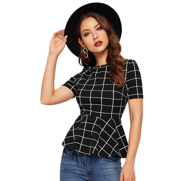 Karlee Plaid Blouse - Black