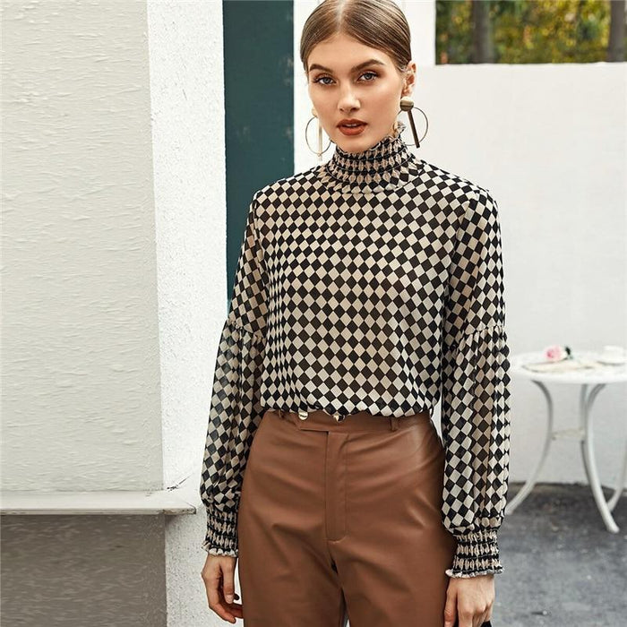 Alesia Checkerboard Blouse