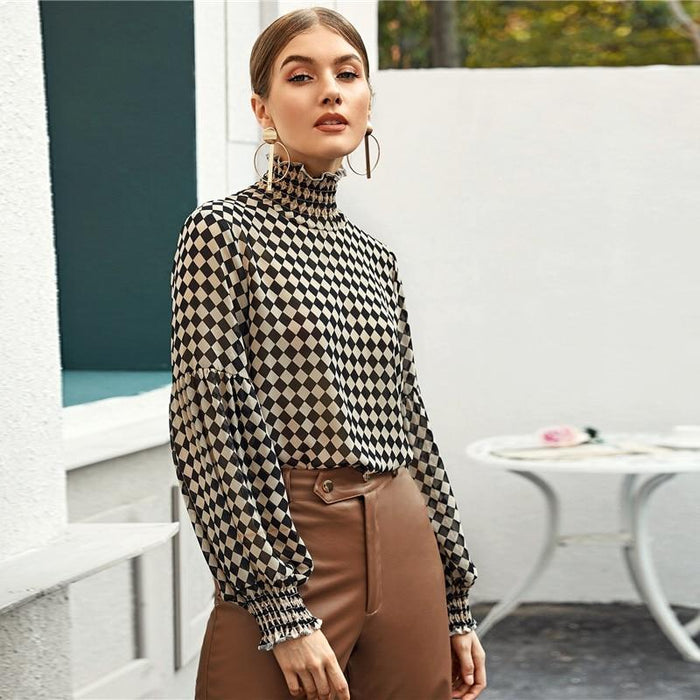 Alesia Checkerboard Blouse