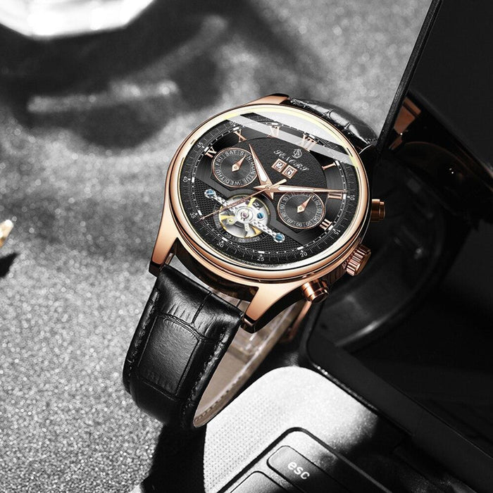 Alistair Mechanical Watch - Gold Black