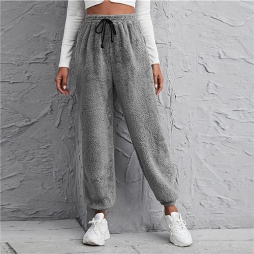 Shearling Loose Pant - Light Grey