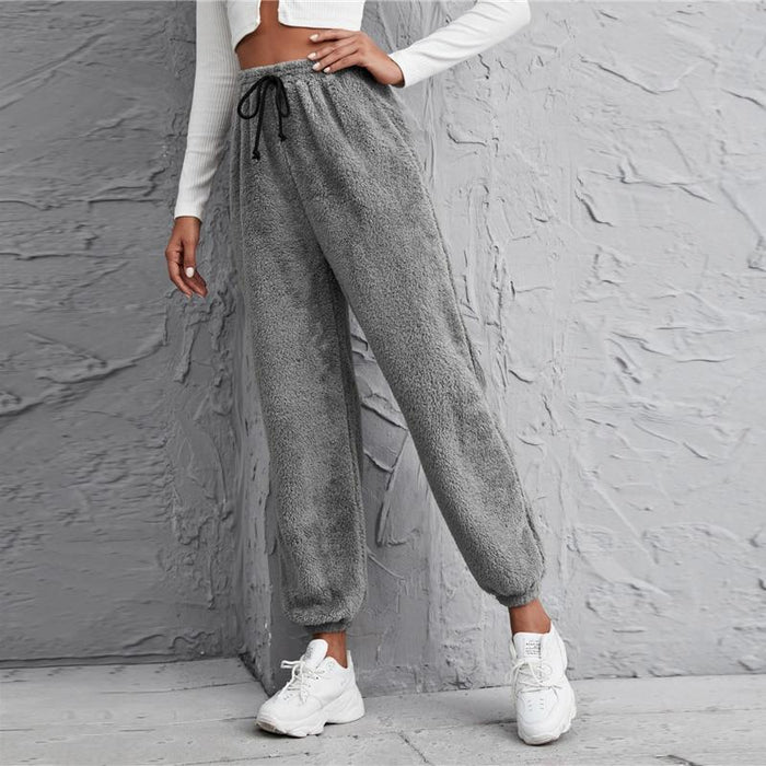 Shearling Loose Pant - Light Grey