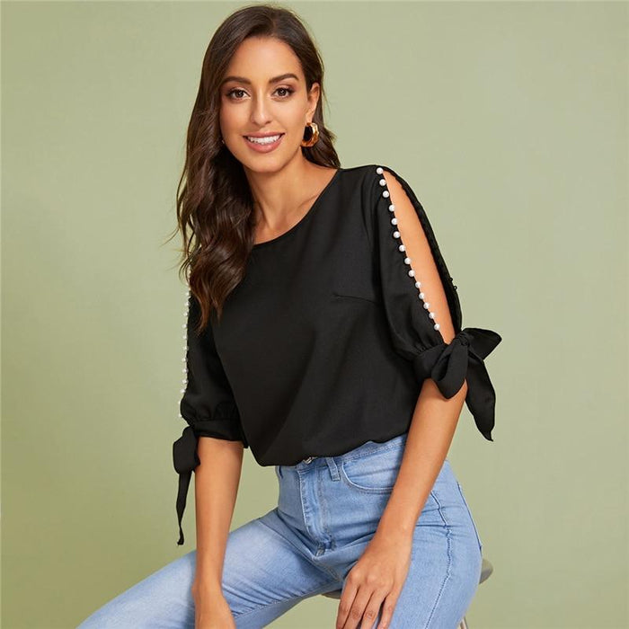 Ingrid Open Sleeve Blouse - Black