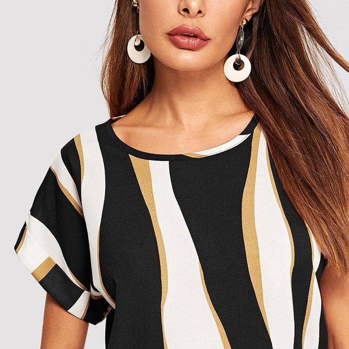 Beatrix Striped Blouse - Black