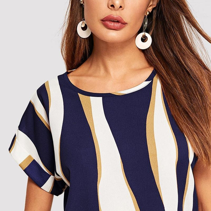 Beatrix Striped Blouse - Navy