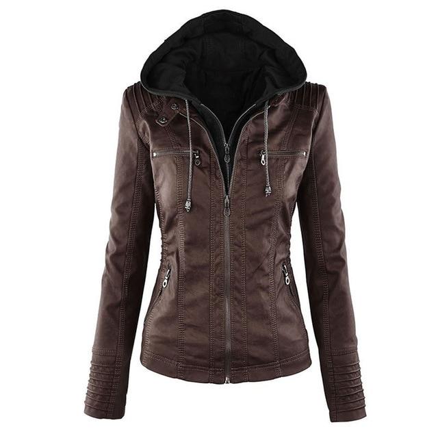 Paulie Vegan Leather Jacket - Coffee Brown