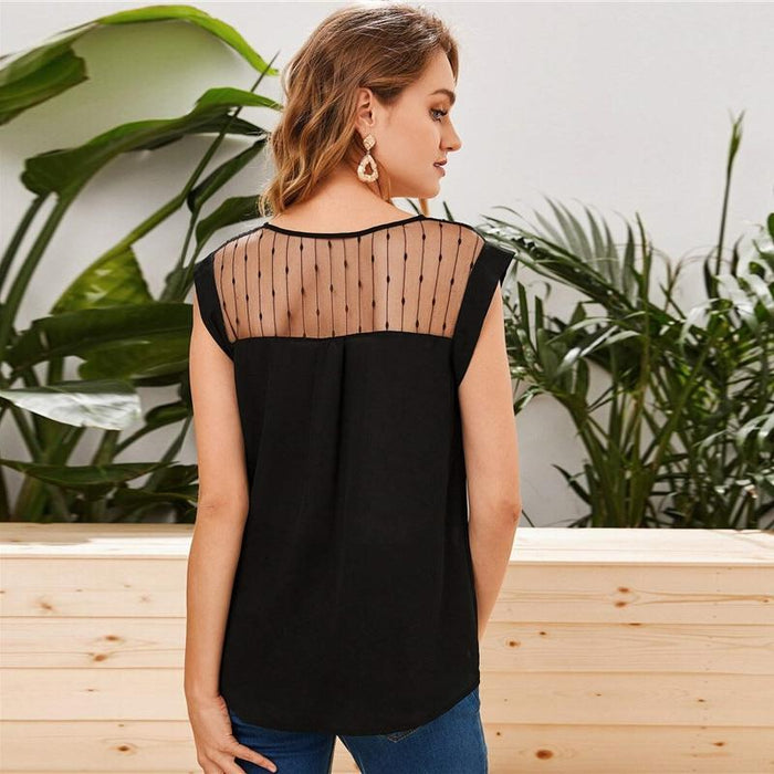 Monica Mesh Neck Blouse