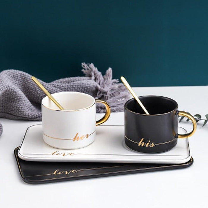 Nordic Gold Traced Ceramic Coffee Cup Set